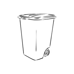 Sketched empty trash bin desktop icon. Doodle design element in vector, trash can vector sketch illustration