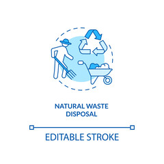 Natural waste disposal turquoise concept icon. Farmer collect compost. Dairy industry and cheese production idea thin line illustration. Vector isolated outline RGB color drawing. Editable stroke