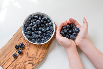 Fresh Organic Blueberries, a Healthy Children's Snack