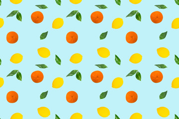 Citrus Fruits seamless pattern.Creative summer background composition