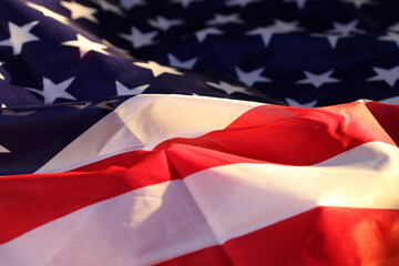 Close up of the flag of the USA