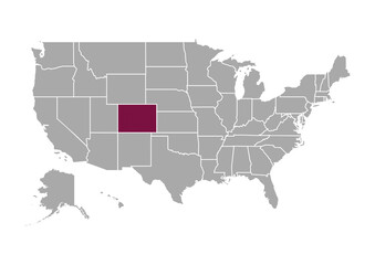 Map of Colorado state and position in the United States