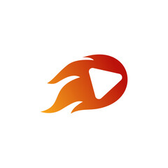 Illustration Vector Graphic of Fire Play Button Logo