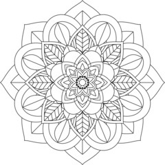 Easy Mandala coloring book simple and basic for beginners, seniors and children. Set of Mehndi flower pattern for Henna drawing and tattoo. Decoration in ethnic oriental, Indian style.