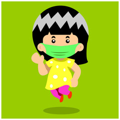 girl Cartoon dancing, jumping, happy, cheerful. Daily fun activities. funny character illustration