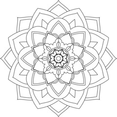 Obraz premium Easy Mandala coloring book simple and basic for beginners, seniors and children. Set of Mehndi flower pattern for Henna drawing and tattoo. Decoration in ethnic oriental, Indian style.
