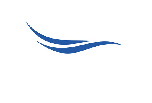 Blue flat logo design of wave