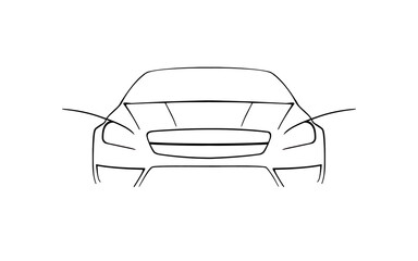 Black flat sports car, icon on white background