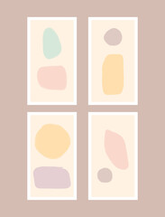 Fototapeta na wymiar Set of cute templates for social media stories. Backgrounds with different shapes painted with a watercolor brush. Pastel vector illustration.