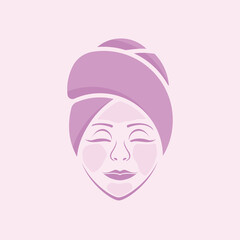 illustration of a woman's face being treated, for facial beauty