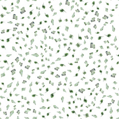 Money falling seamless pattern. Banknote falling isolated textures on white background.