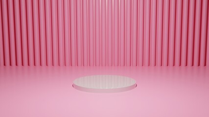 elegant white podium with pink and white background with 3d rendering image