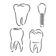 Abstract teeth set sketch vector illustration, tooth, vector sketch illustration