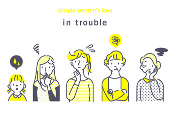 シンプルな幅広い世代の女性アイコンセット　2色　黄色　グレー	
