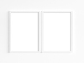 Minimalist mockup of two white frames. 3D illustration.