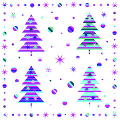 Vector set of colorful stylized Christmas trees. New Year pattern.