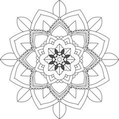 Easy Mandala coloring book simple and basic for beginners, seniors and children. Set of Mehndi flower pattern for Henna drawing and tattoo. Decoration in ethnic oriental, Indian style.