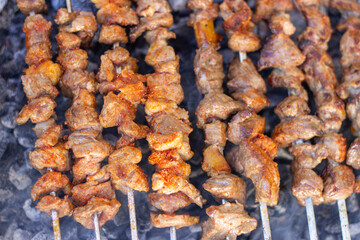 Barbecued lamb shish kebab. Turkish kebab, turkish known as 
