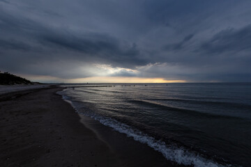 Sunset at the Baltic Sea in Germany near the city of Rostock