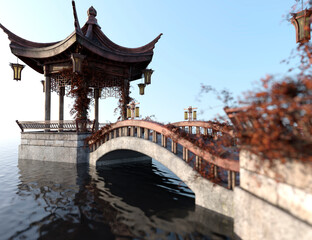 Obraz premium 3D Rendering Asian Pavilion