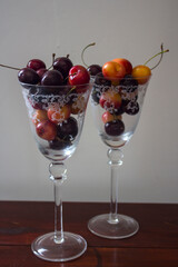 Sweet cherry in a glass. 
