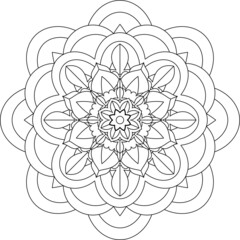 Easy Mandala coloring book simple and basic for beginners, seniors and children. Set of Mehndi flower pattern for Henna drawing and tattoo. Decoration in ethnic oriental, Indian style.