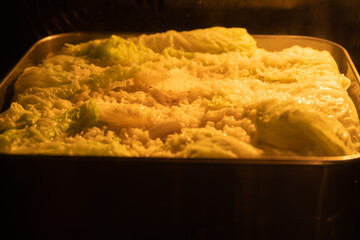 Savory pie bake in the oven
