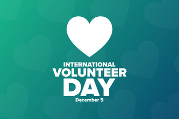 International Volunteer Day for Economic and Social Development. December 5. Holiday concept. Template for background, banner, card, poster with text inscription. Vector EPS10 illustration.