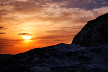 Fototapeta na wymiar Sunset in the mountains and rocks