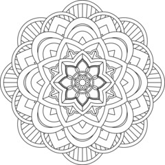 Fototapeta premium Easy Mandala coloring book simple and basic for beginners, seniors and children. Set of Mehndi flower pattern for Henna drawing and tattoo. Decoration in ethnic oriental, Indian style.