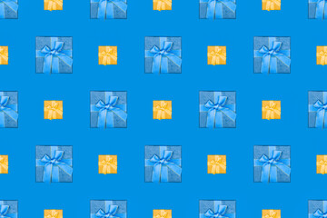 Festive seamless pattern. Background on the theme of gifts and holidays.