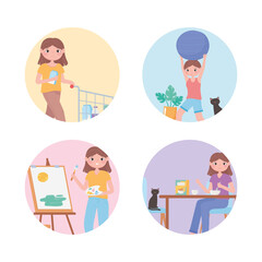 daily life routine, wake up, brush teeth, take bath and more