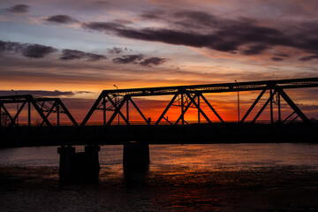 sunset over the bridge