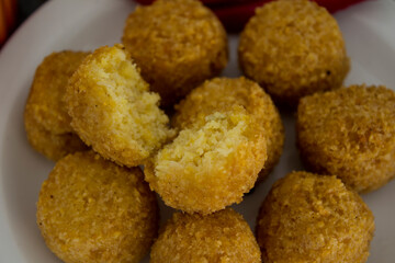 Fresh falafel close up photo. Authentic food of Israel. Healthy eating concept. 