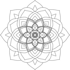 Obraz premium Easy Mandala coloring book simple and basic for beginners, seniors and children. Set of Mehndi flower pattern for Henna drawing and tattoo. Decoration in ethnic oriental, Indian style.