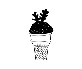 Christmas soft-serve chocolate ice cream. to celebrate Christmas holidays, new year party or special event. Vector Illustration Symbol Icon Design.
