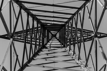 high voltage tower from below
