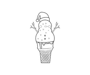 Christmas soft-serve chocolate ice cream. to celebrate Christmas holidays, new year party or special event. Vector Illustration Symbol Icon Design.
