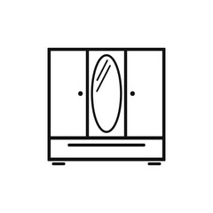 Wardrobe With Mirror Icon, furniture flat design icon.Bedroom furniture single icon in flat style vector symbol