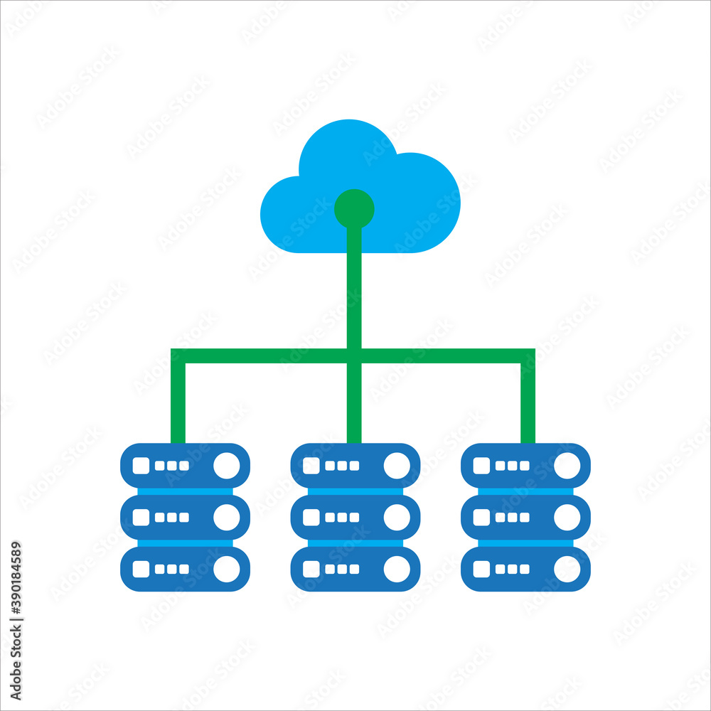 Poster cloud illustration. cloud with data server. concept of cloud computing. vector icon concept.