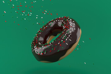 3d illustration of donut sweets For the holidays, New Year and Christmas.