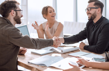young business people work in a modern office
