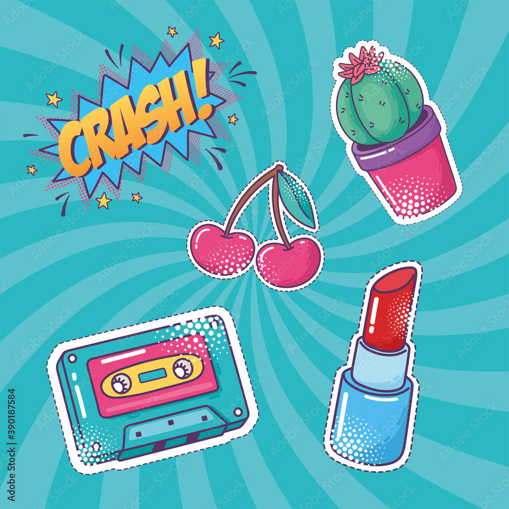 Sticker pop art element sticker icon set,