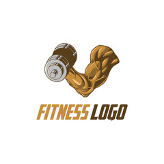 fitness arm holding barbell logo in vintage color