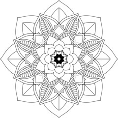 Easy Mandala coloring book simple and basic for beginners, seniors and children. Set of Mehndi flower pattern for Henna drawing and tattoo. Decoration in ethnic oriental, Indian style.