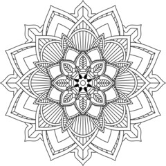 Fototapeta premium Easy Mandala coloring book simple and basic for beginners, seniors and children. Set of Mehndi flower pattern for Henna drawing and tattoo. Decoration in ethnic oriental, Indian style.