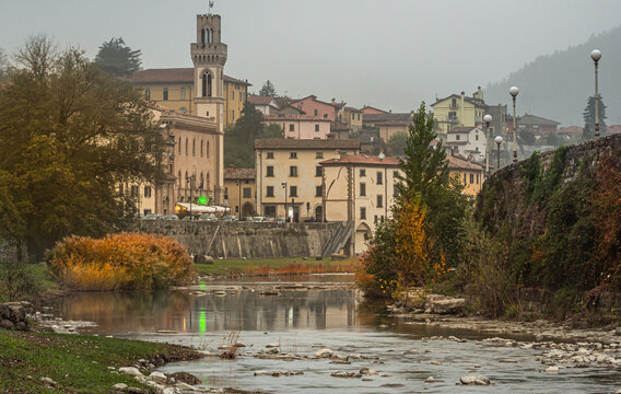 The small town of Santa Sofia situated in the valley of the Apennine Mountains. The river visible here is the Val. Bidente a paradise for fishermen.
