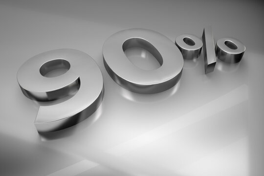 90% Off silver 3d numbers for offers and discounts, neutral grayscale for easy color grading.