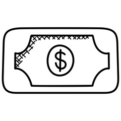 Money icon with dollar sign depicting earnings in e-commerce, e-business,  