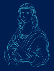 Blue Mona Lisa Portrait